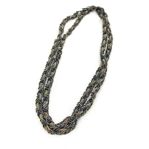 Alfani long dark silver and gold color woven chain necklace